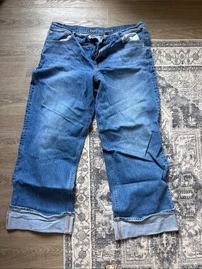American Eagle Outfitters Blue Boyfriend Jeans - Rolled Cuff